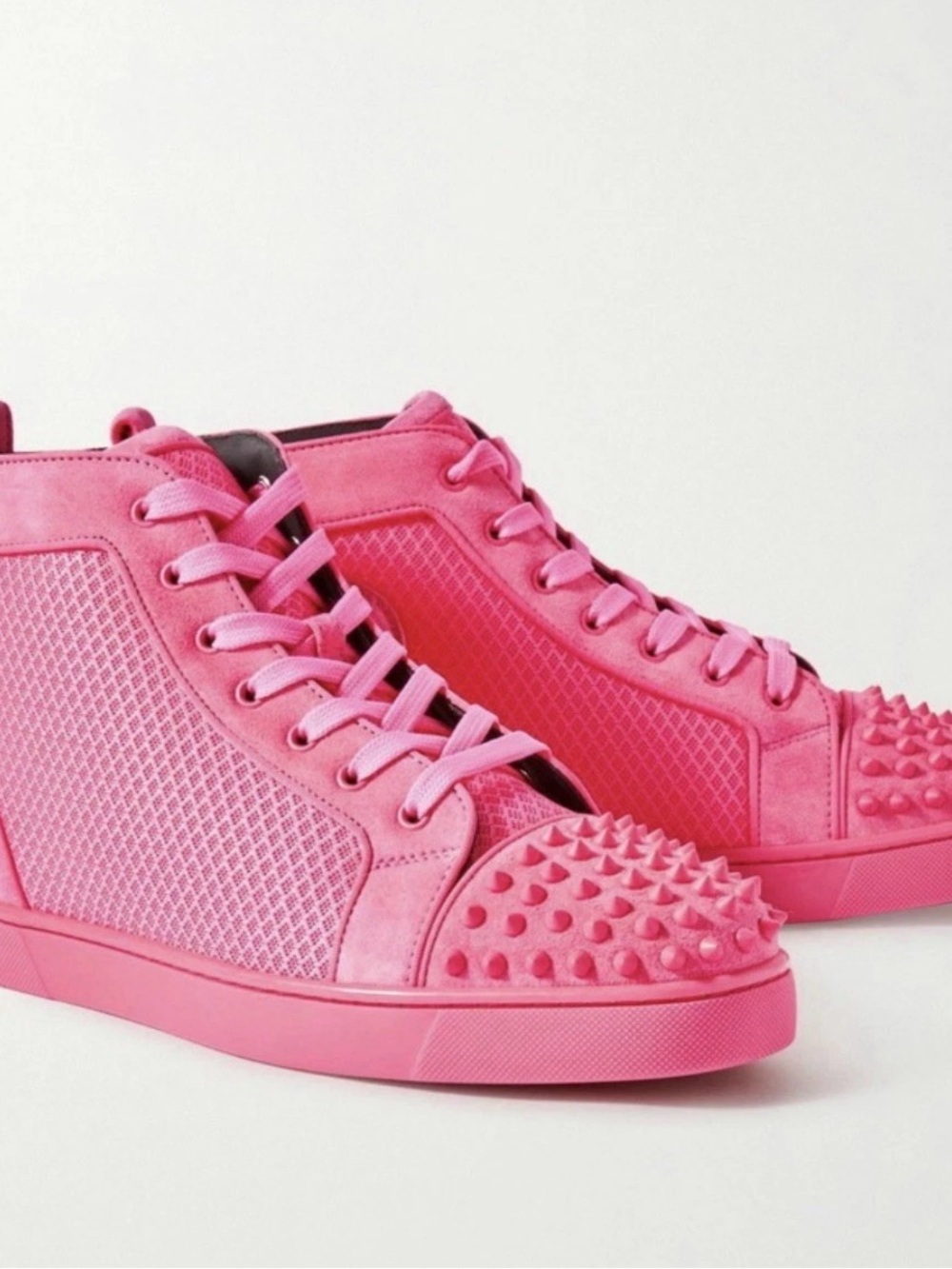 NWOT Christian Louboutin Spiked Suede-trimmed High-top Sneakers Men US 11/EU 44